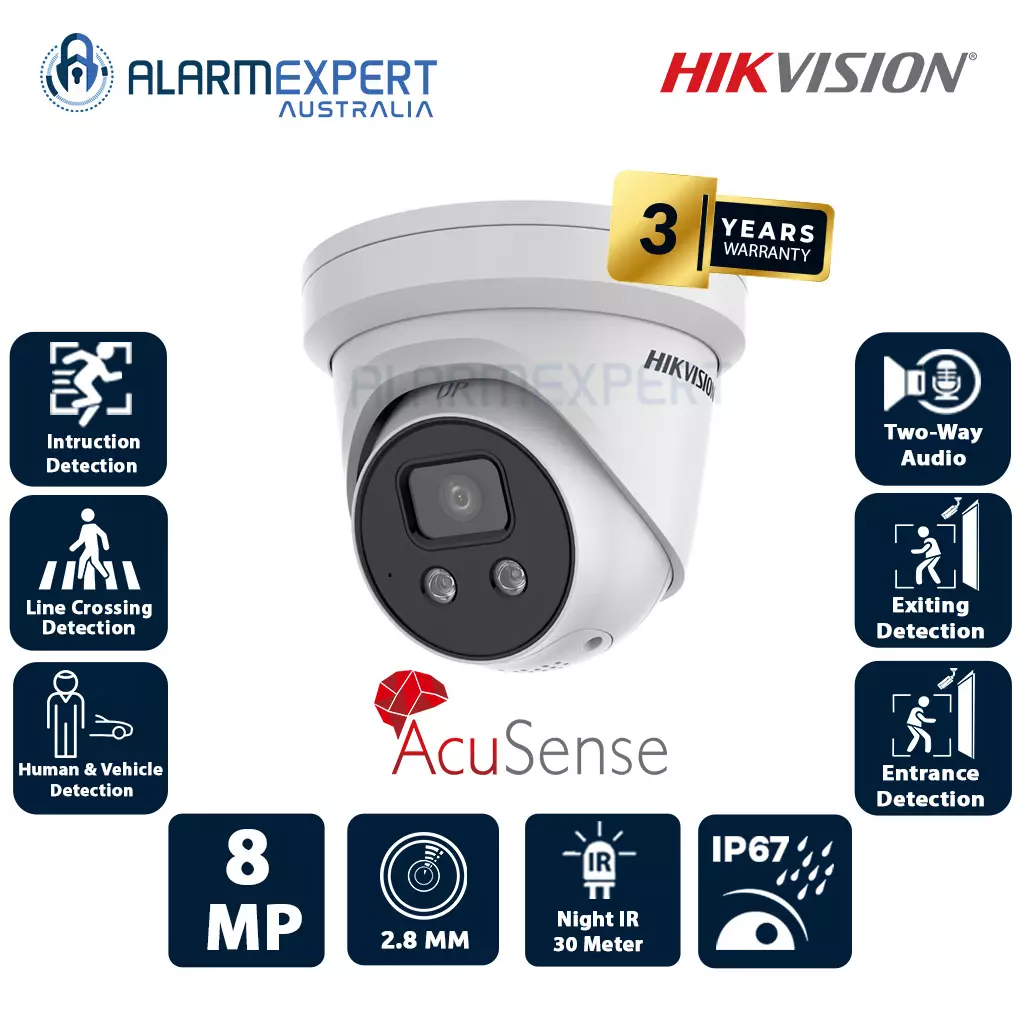 Hikvision 8 MP 4K AcuSense Strobe Light and Audible Warning Camera DS-2CD2386G2-ISU/SL