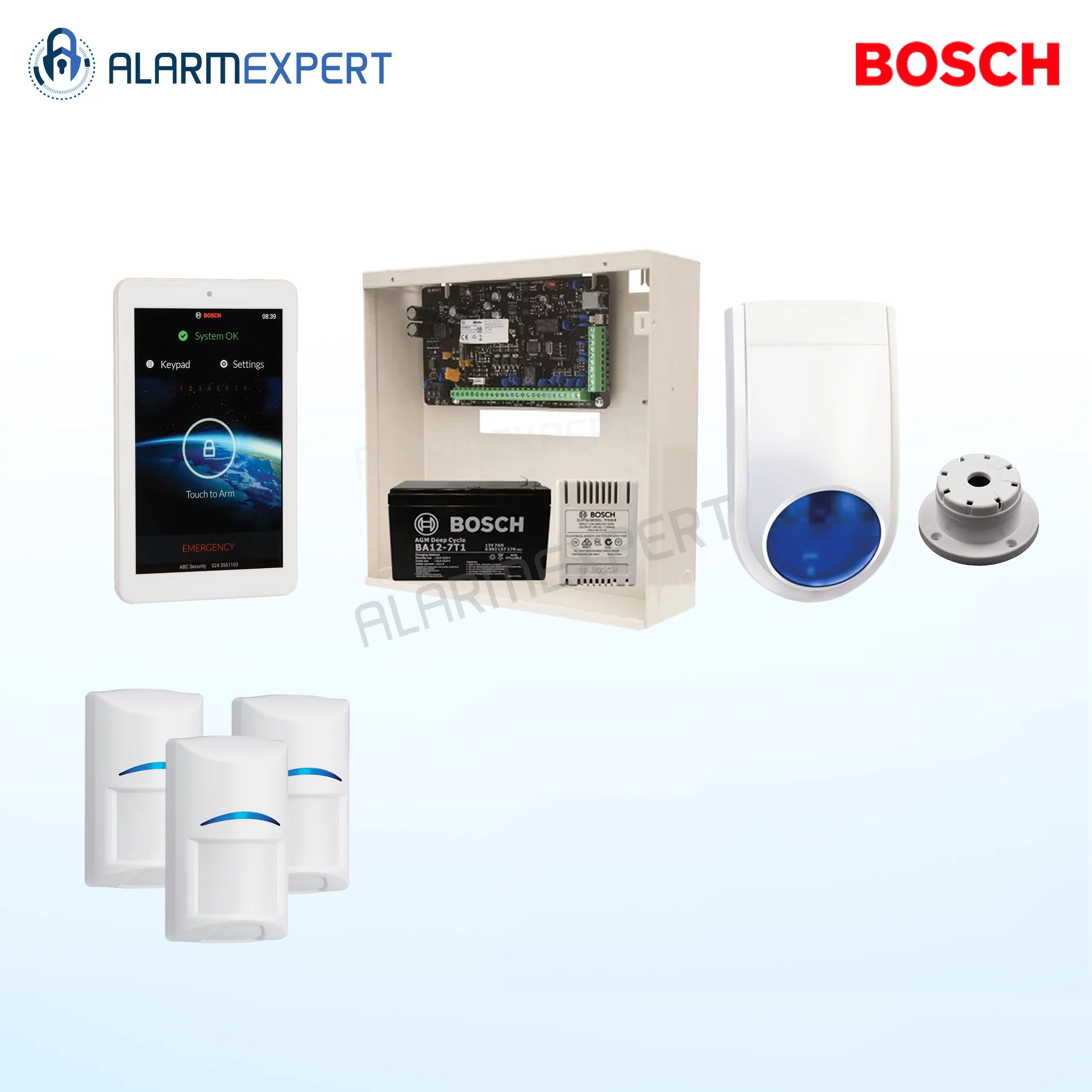 Bosch Solution 3000 + 3 PIRs + 7" Touch screen Keypad