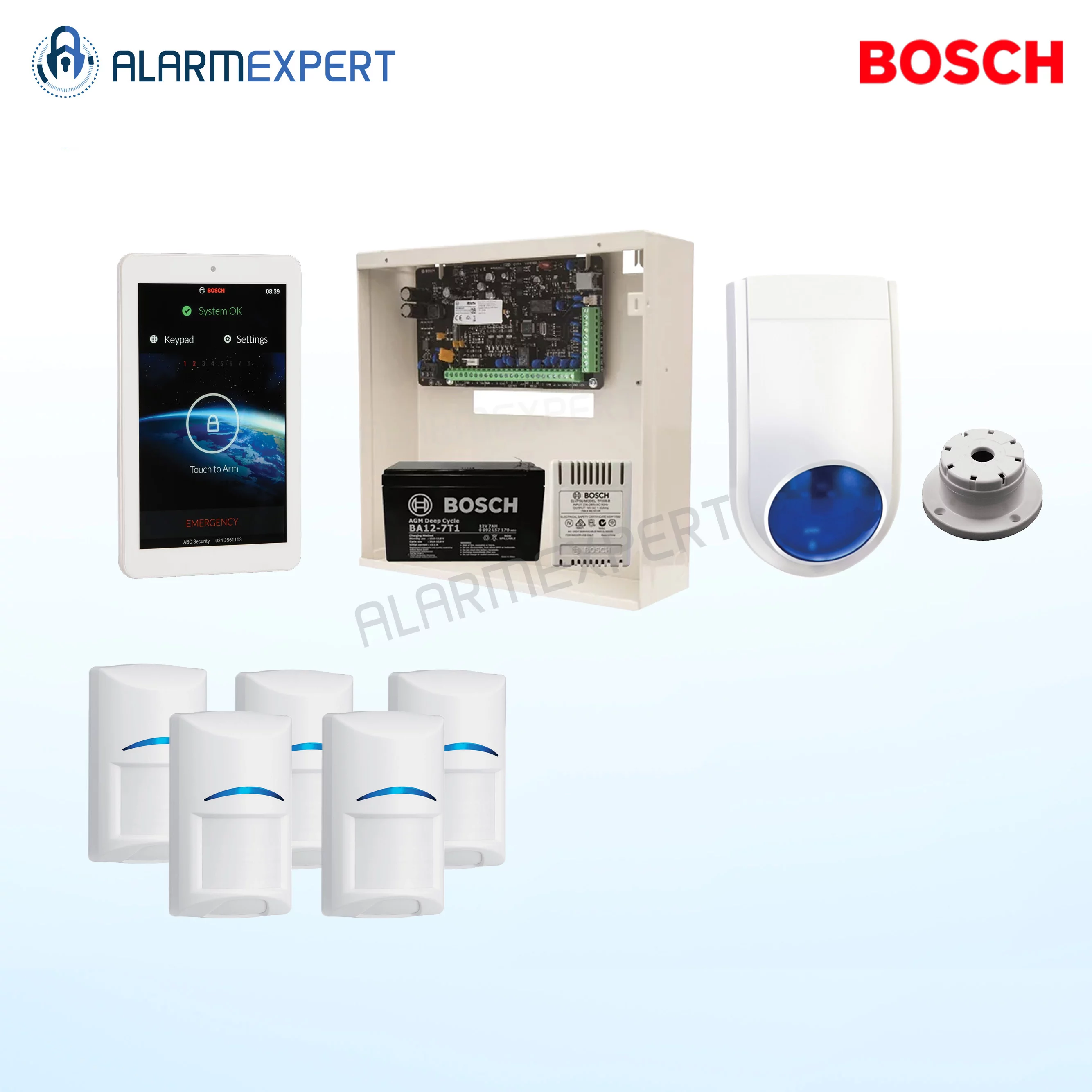 Bosch Solution 3000 + 5 PIRs + 7 Inch Touch screen Keypad