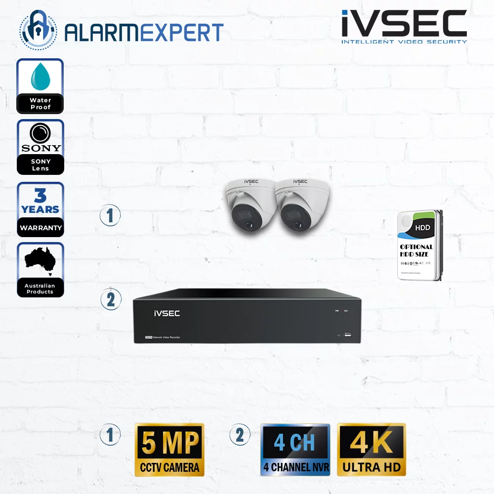 IVSEC 2 x 5MP Turret IP Bundle Kit with 4CH NVR
