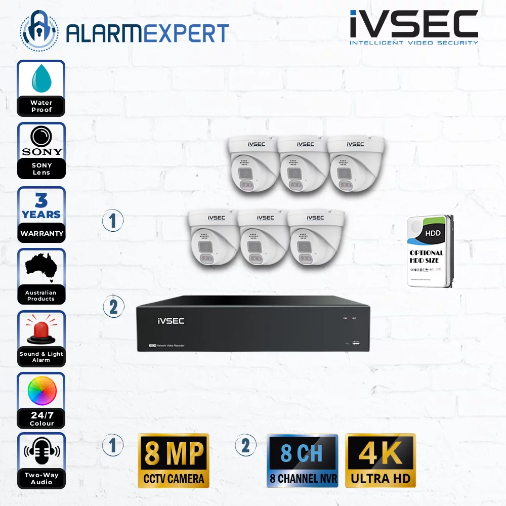 IVSEC 6 x 8MP Turret IP Bundle Kit with 8CH NVR