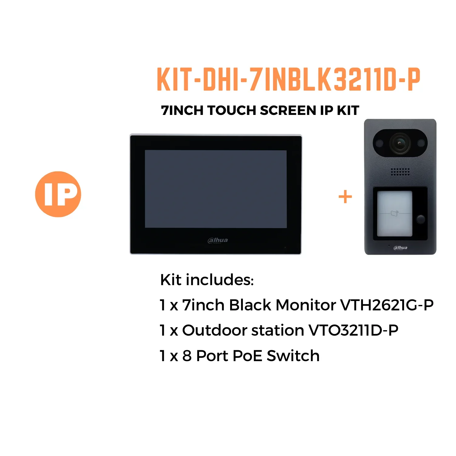 Dahua IP Intercom Kit 4 KIT-DHI-7INBLK3211D-P