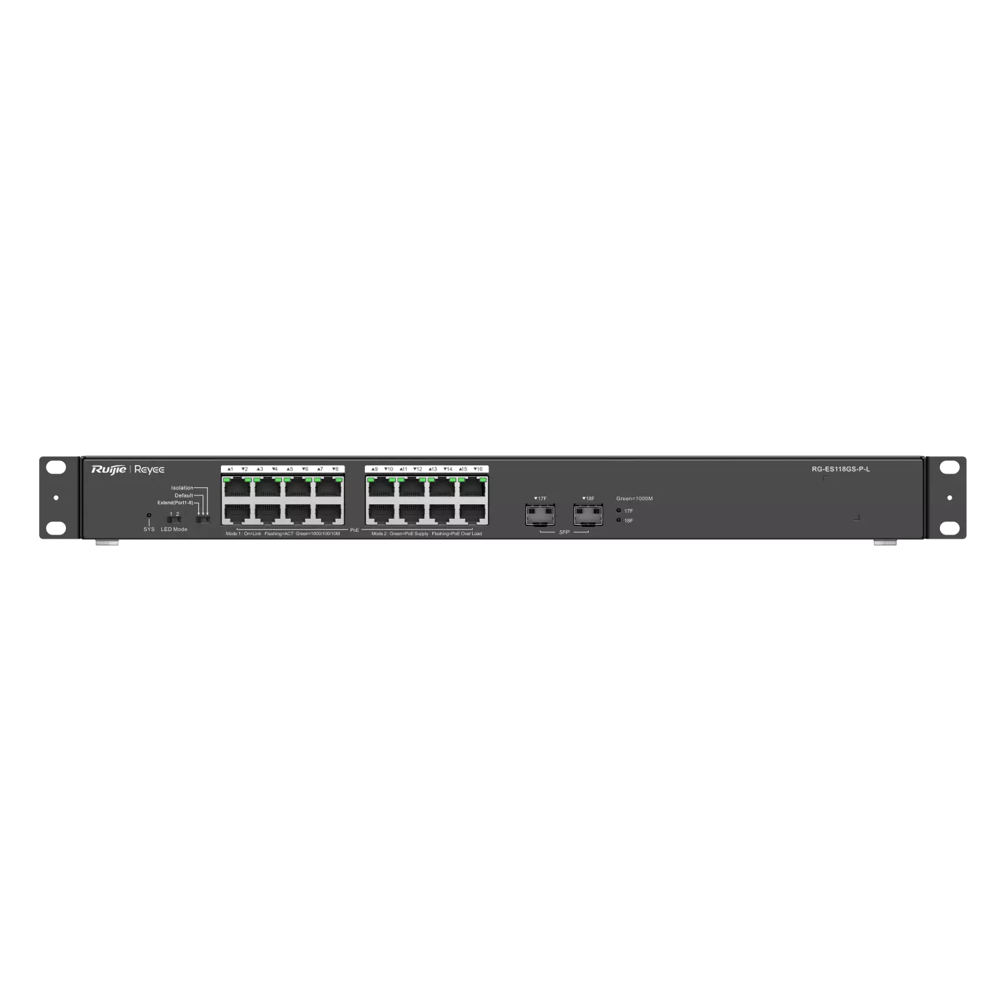 Ruijie 18-Port 10/100/1000 Mbps Unmanaged PoE Switch RG-ES118GS-P-L