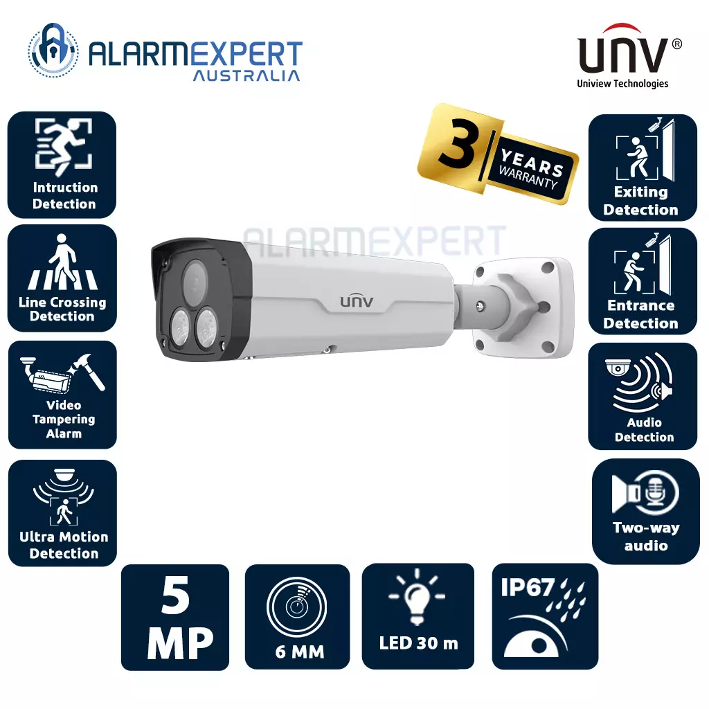 UNV 5MP HD ColorHunter Fixed Bullet Network Camera 6.0mm@F1.0 IPC2225SE-DF60K-WL-I0