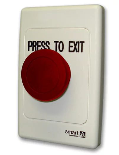 SMART4342R Red Mushroom Push Button With "Press To Exit" Engraving