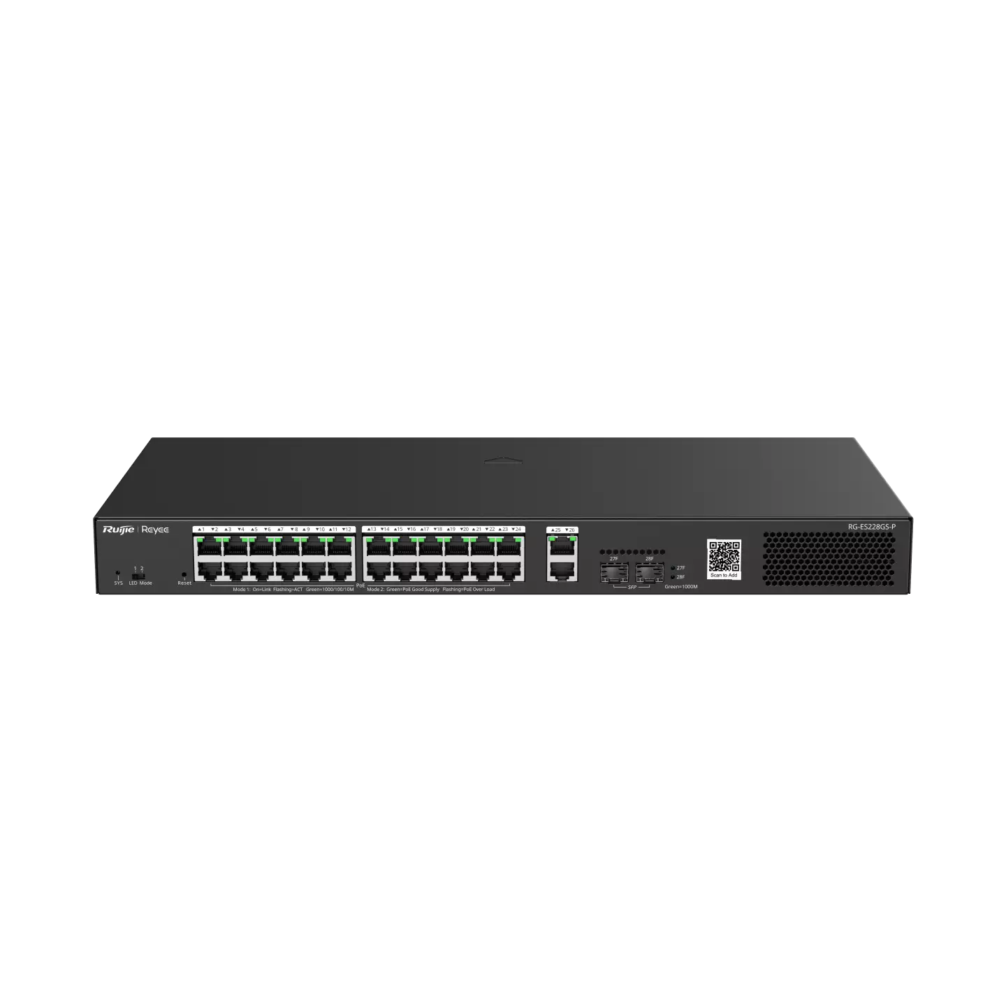 Ruijie 28-Port Gigabit Smart Cloud Managed PoE Switch with 2 SFP Ports RG-ES228GS-P