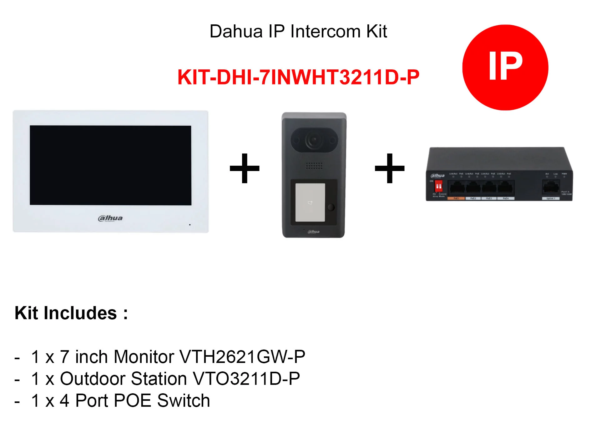 Dahua IP Intercom Kit 2 KIT-DHI-7INWHT3211D-P