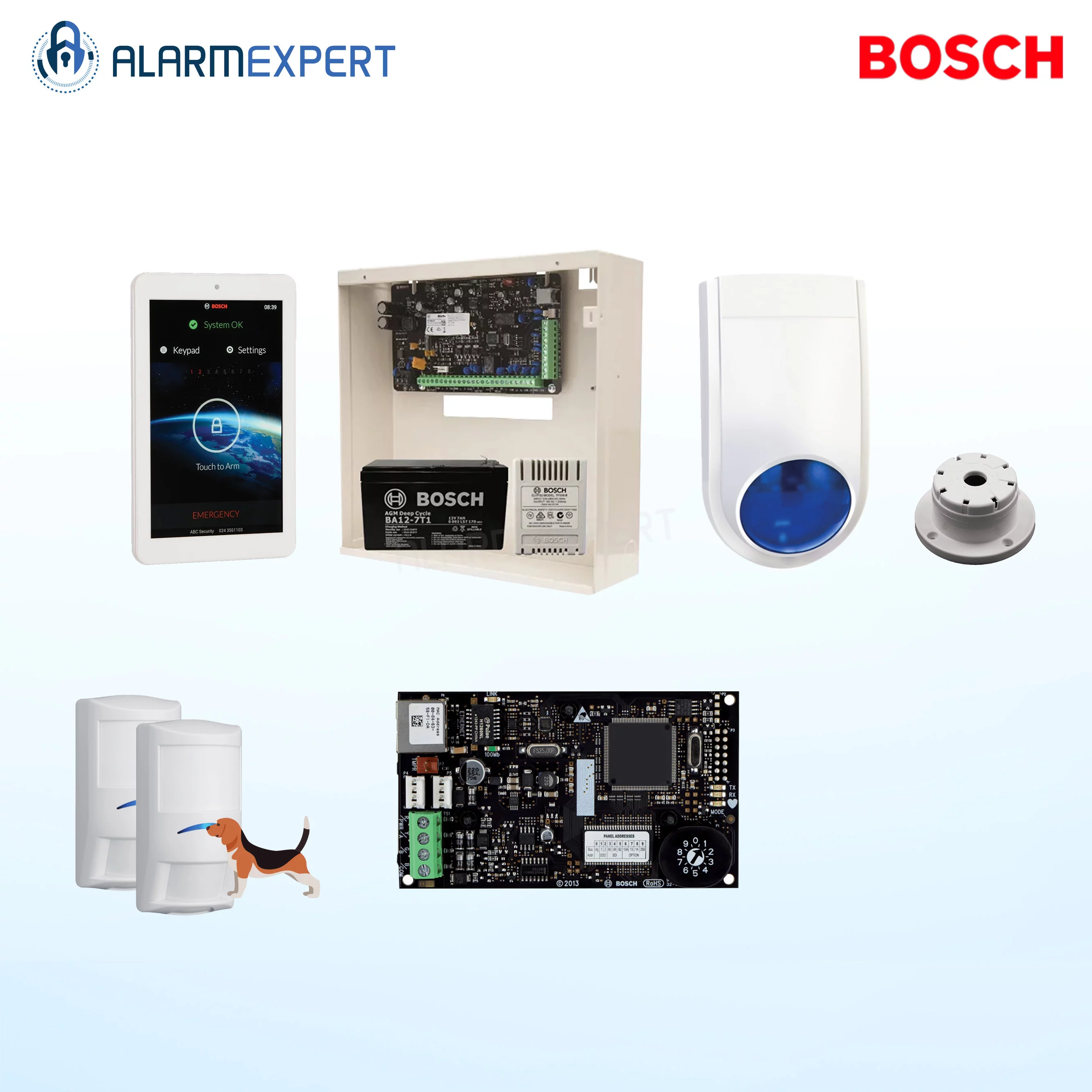 Bosch Solution 2000 IP+ 2 Tri-Techs (Pet Proof) + 7" Touch screen Keypad