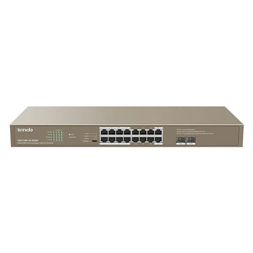 Tenda 16GE + 2SFP Ethernet Switch with 16-Port POE+ TN-TEG1118P16250W