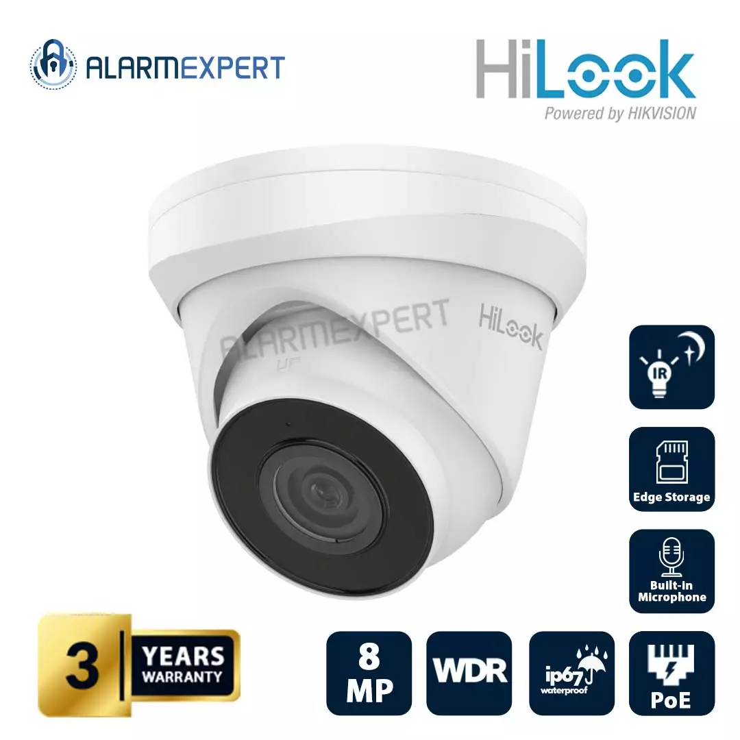 HiLook 8 MP Fixed Turret Lens 2.8 mm Network Camera IPC-D281H-MU