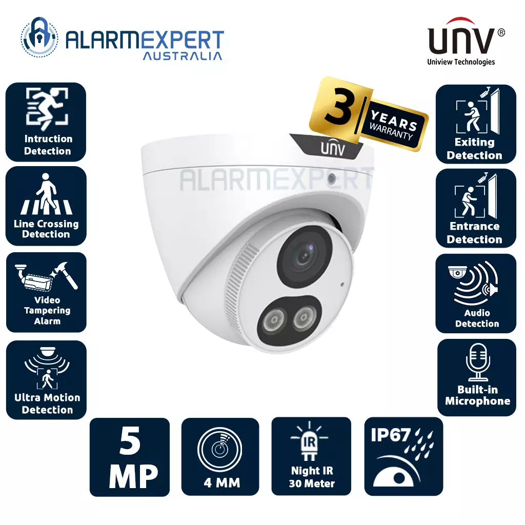 Uniview 5MP HD Intelligent ColorHunter Lens 4.0 mm Network Camera IPC3615SE-ADF40KM-WL-I0