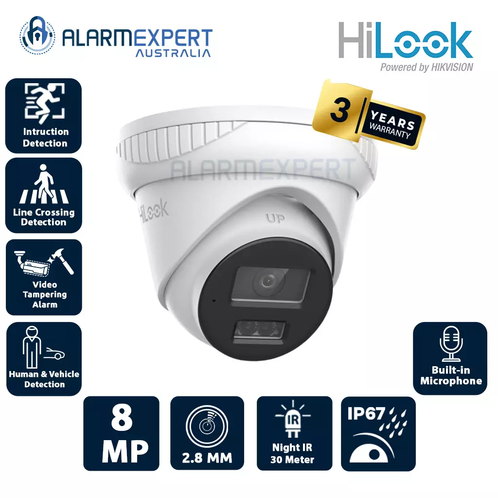 HiLook 8 MP Pro Seiries Smart Hybrid Light Fixed Turret Lens 2.8 mm Network Camera IPC-T283H-MU