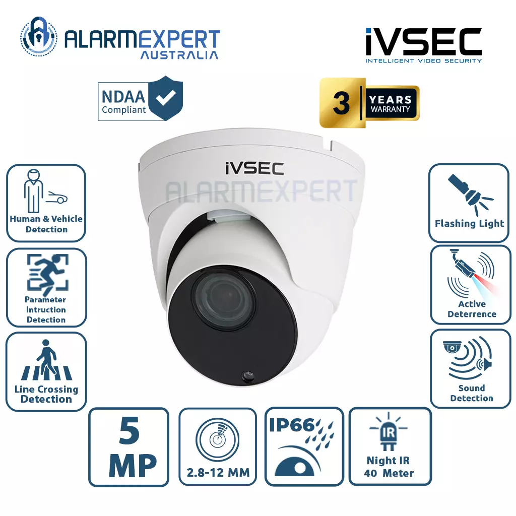 IVSEC 5MP Turret IP Camera 2.8-12mm motorised lens - NC312XE