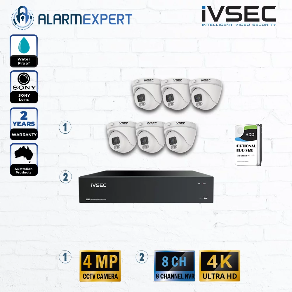 IVSEC 6 x 4MP Turret IP Bundle Kit with 8CH NVR