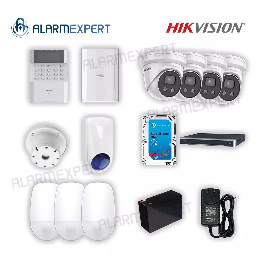 Hikvision 4x 6 MP, 4 Channel, 3TB HDD and Alarm Hybrid Kit With 3 PIR