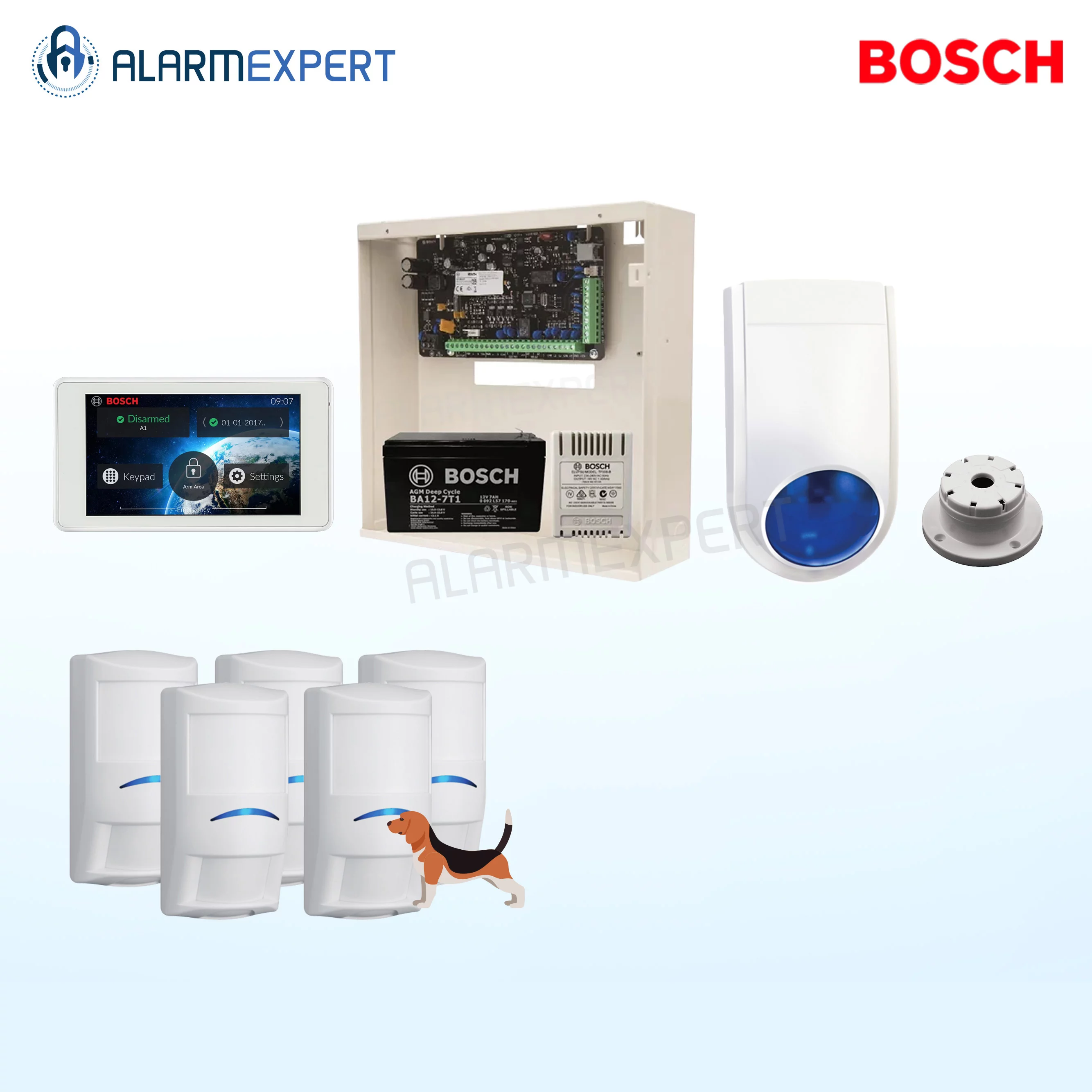 Bosch Solution 3000 + 5 Tri-Techs (Pet Proof) + 5" Touch screen Keypad