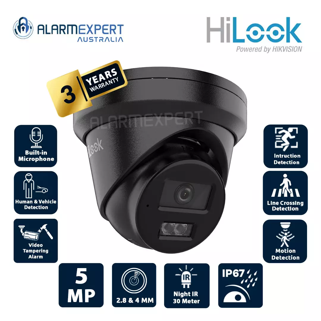 HiLook 6 MP Intelligent Dual IR Lens 2.8 mm Fixed Turret Network Camera Black IPC-T262H-MU
