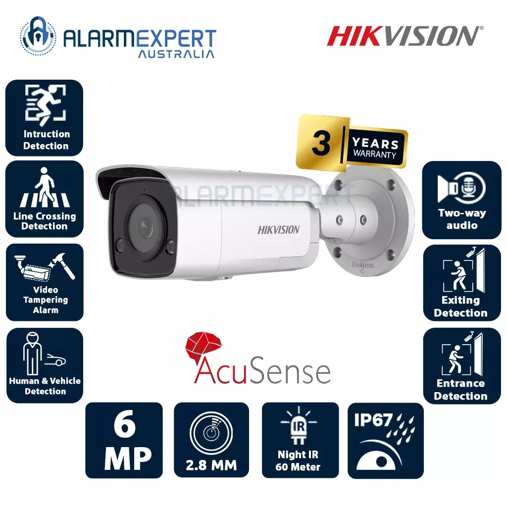 Hikvision 6MP Bullet AcuSense Strobe Light and Audible Warning Camera