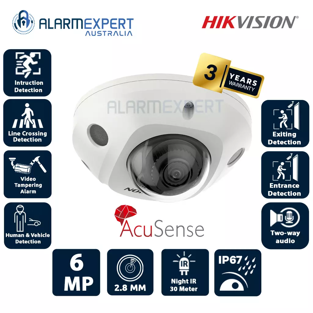 Hikvision 6 MP AcuSense Built-in Mic Fixed Mini Dome Network Camera DS-2CD2566G2-I