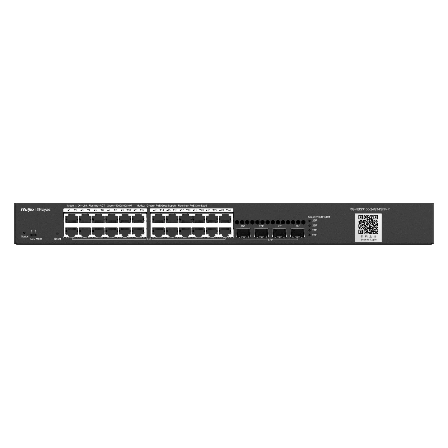 Ruijie Reyee RG-NBS3100-24GT4SFP-P, 28-Port Gigabit Layer 2 Cloud Managed PoE Switch