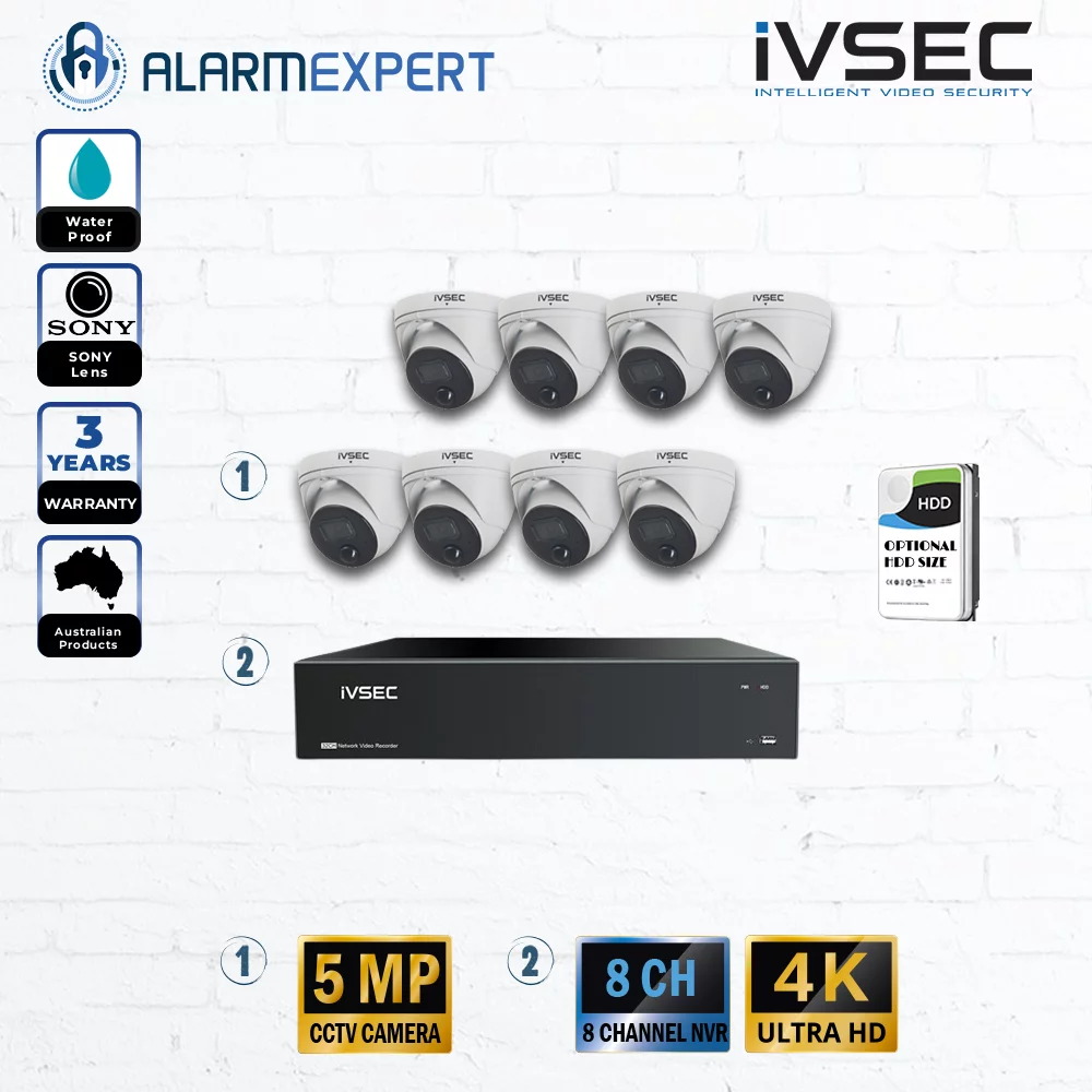 IVSEC 8 x 5MP Turret IP Bundle Kit with 8CH NVR