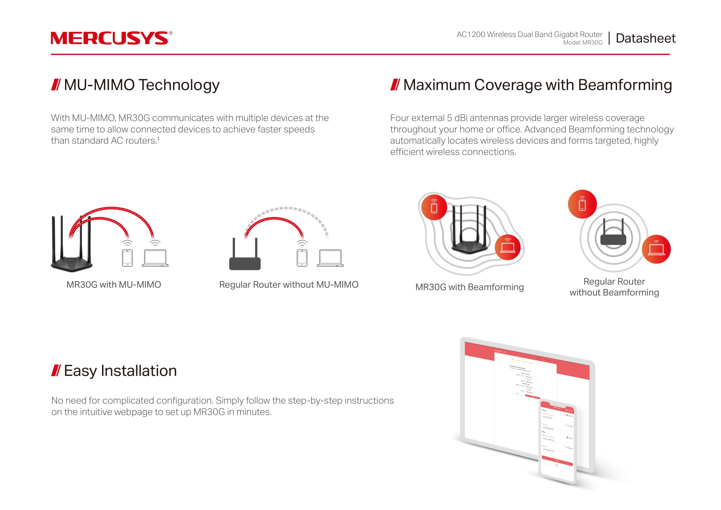 Mercusys AC1200 Wireless Dual Band Gigabit Router MR30G