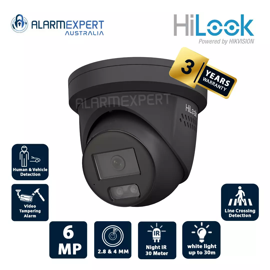 HiLook 6 MP All-in-One Fixed Lens 4 mm Turret Network Camera Black IPC-T269H-MU/SL