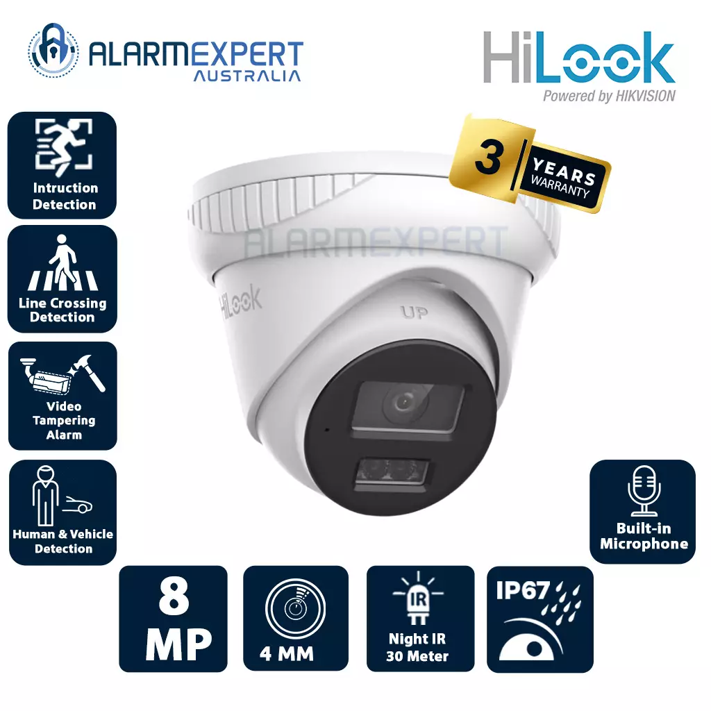 HiLook 8 MP Smart Hybrid Light Fixed Turret Lens 4 mm Network Camera IPC-T283H-MU