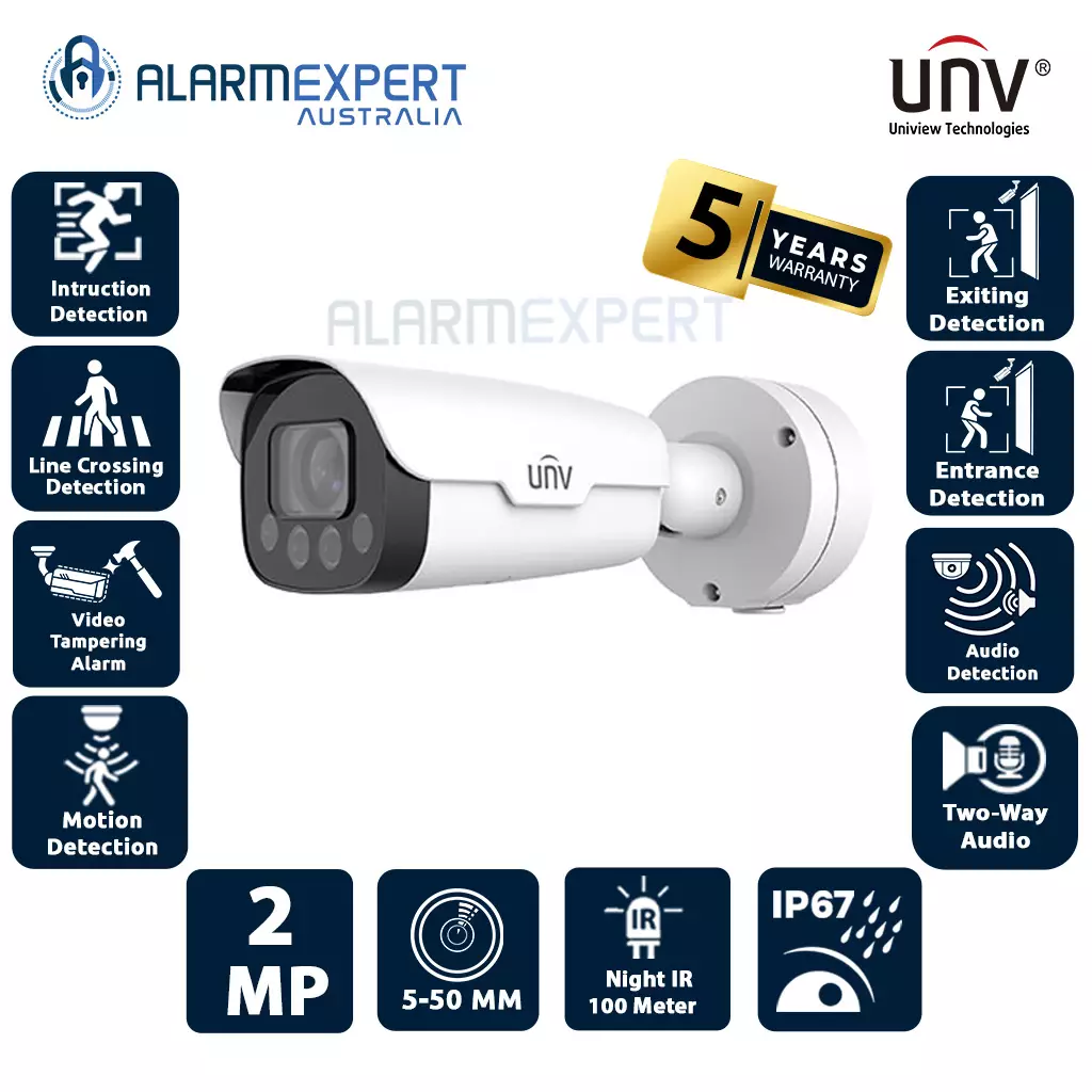 Uniview 2MP Lighthunter WDR Network IR Bullet Camera IPC262EB-HDX10K-I0
