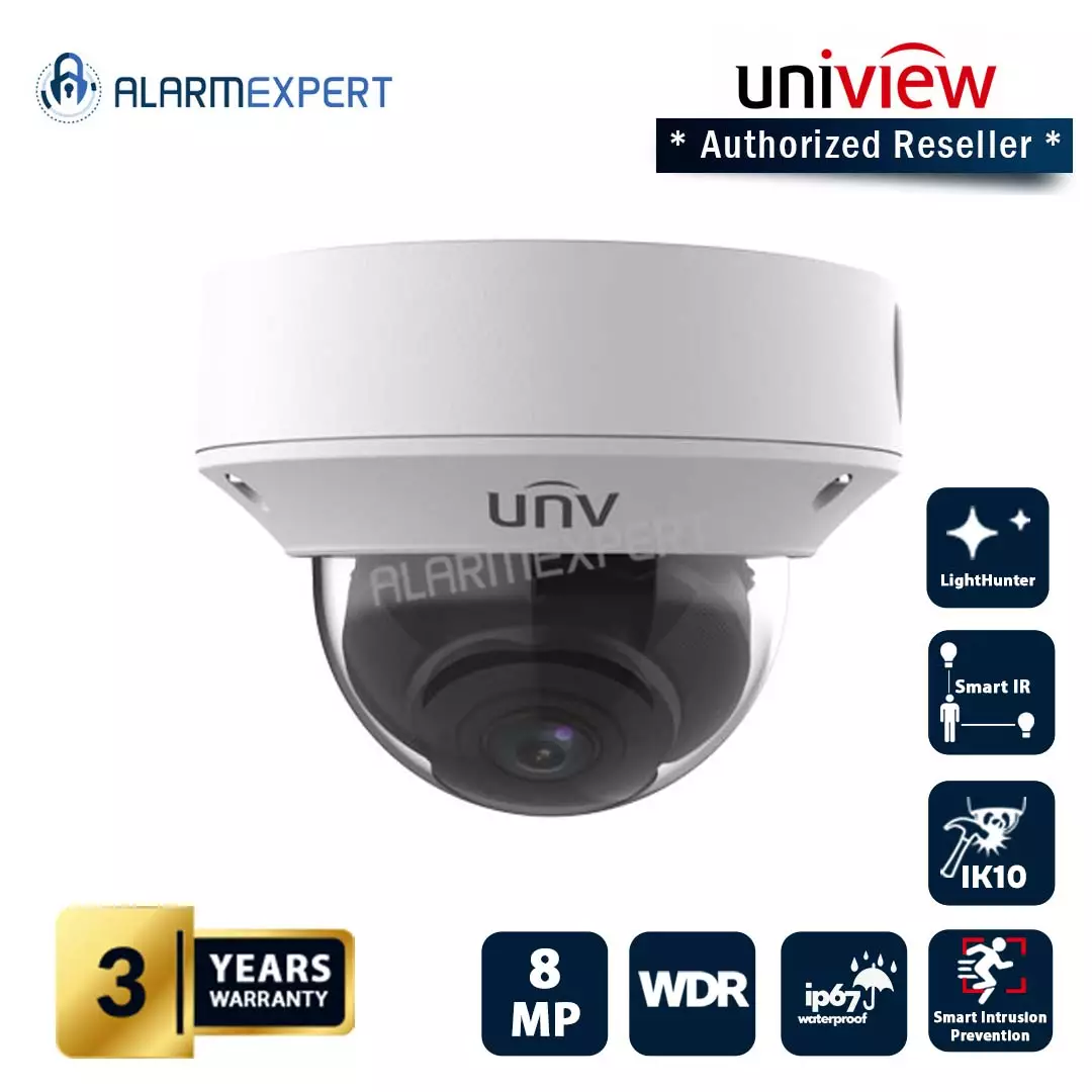 Uniview 8MP LightHunter Intelligent Vandal-resistant Dome Network Camera IPC3238EA-DZK