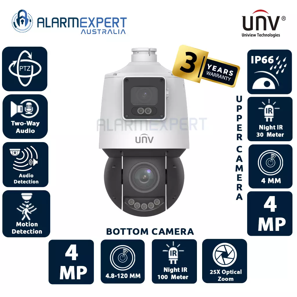 Uniview 4MP+4MP Lighthunter Dual-lens Network PTZ Camera IPC94144SR-X25-F40C