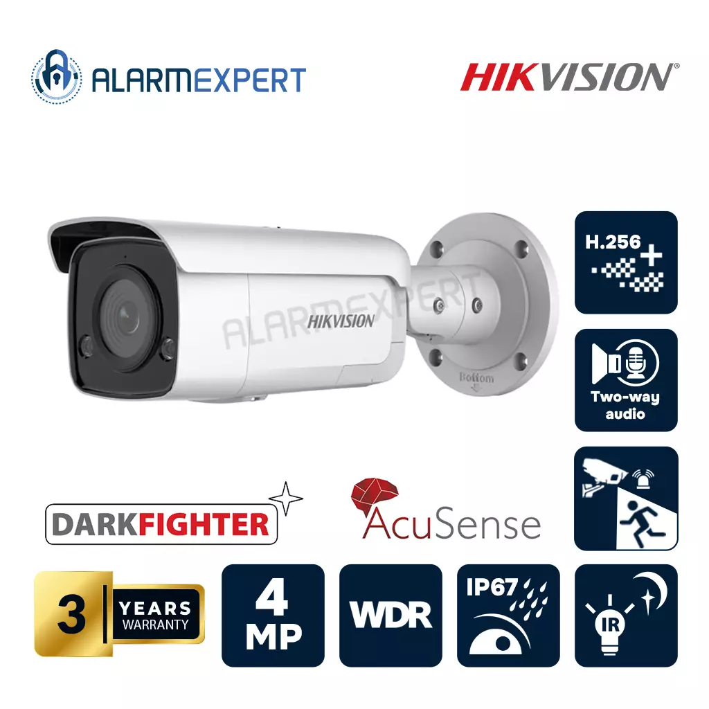 Hikvision 4 MP Fixed Bullet AcuSense Strobe Light and Audible Warning Camera
