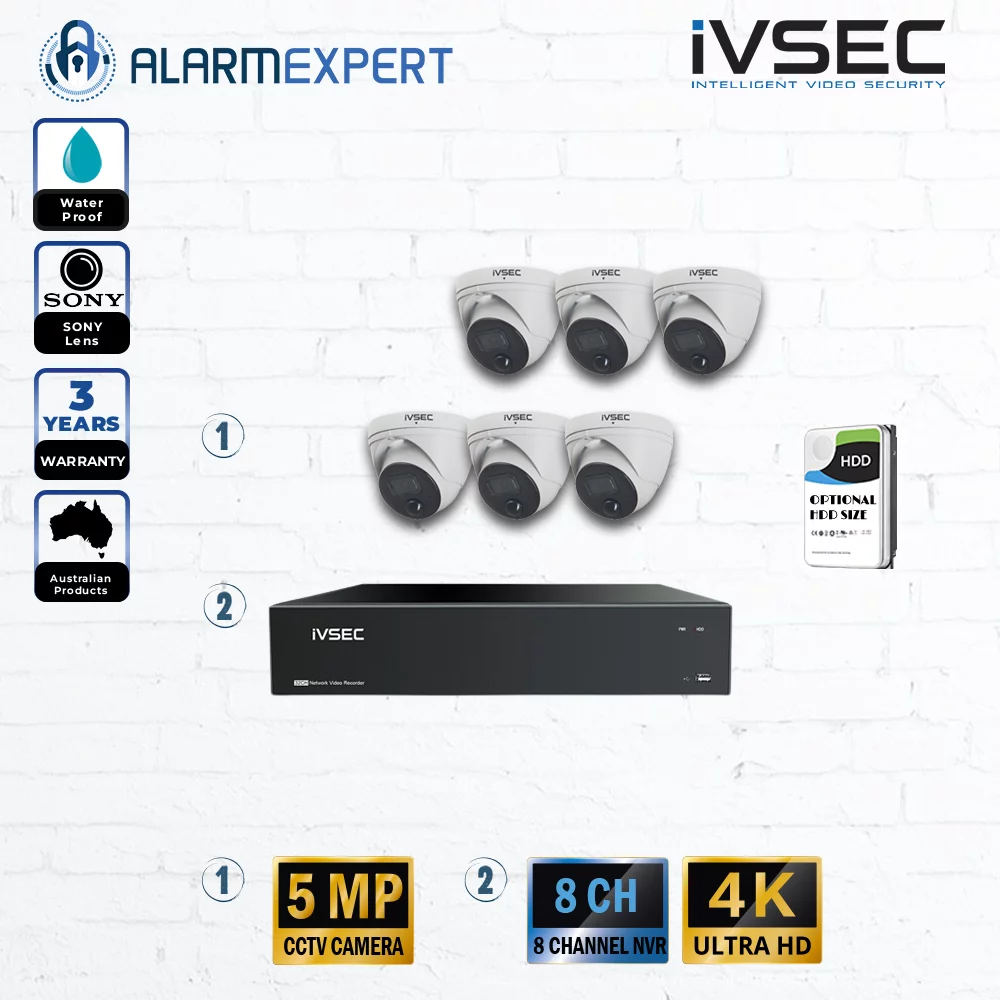 IVSEC 6 x 5MP Turret IP Bundle Kit with 8CH NVR