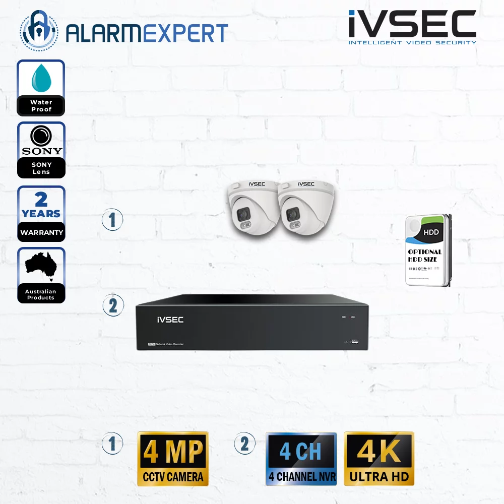 IVSEC 2 x 4MP Turret IP Bundle Kit with 4CH NVR