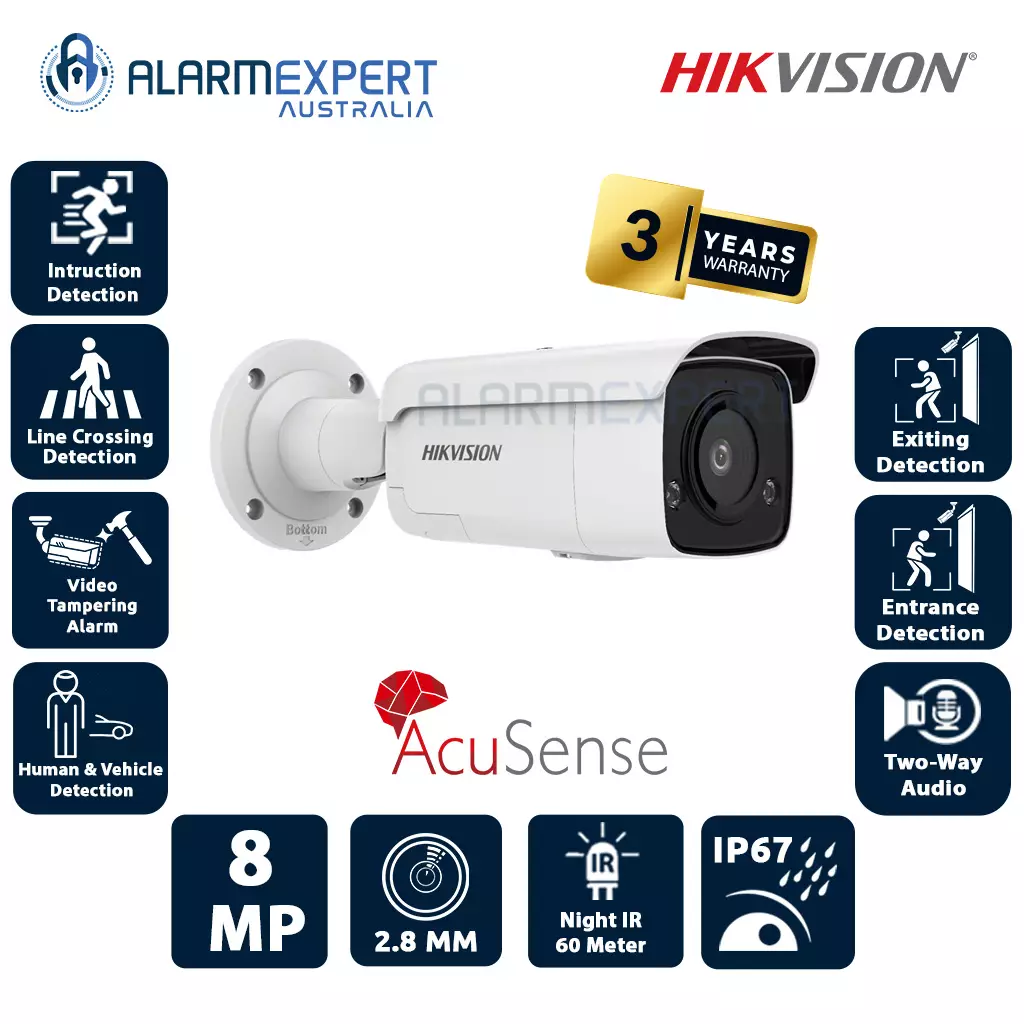 Hikvision 8 MP 4K AcuSense Strobe Light and Audible Warning Camera