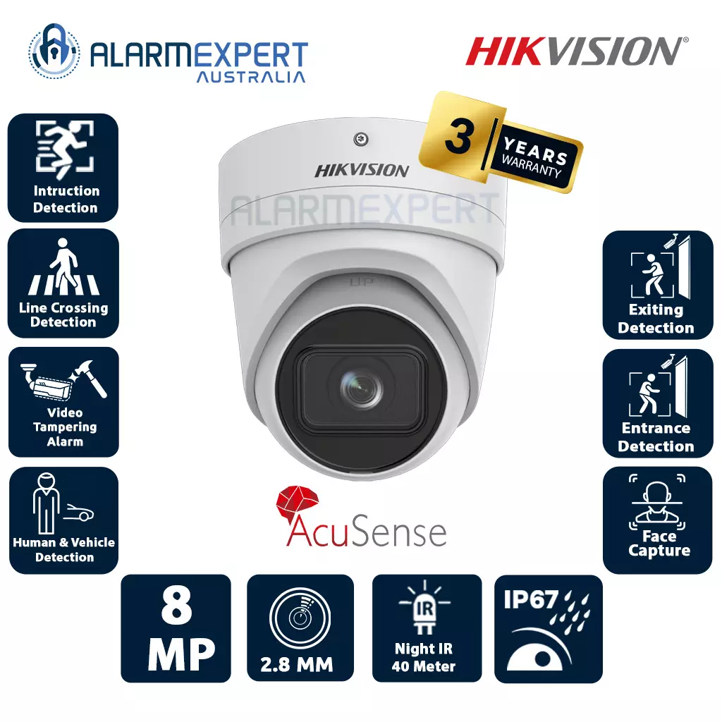 Hikvision 8 MP 4K Acusense Motorized Varifocal Turret Network Camera (2.8-12mm)