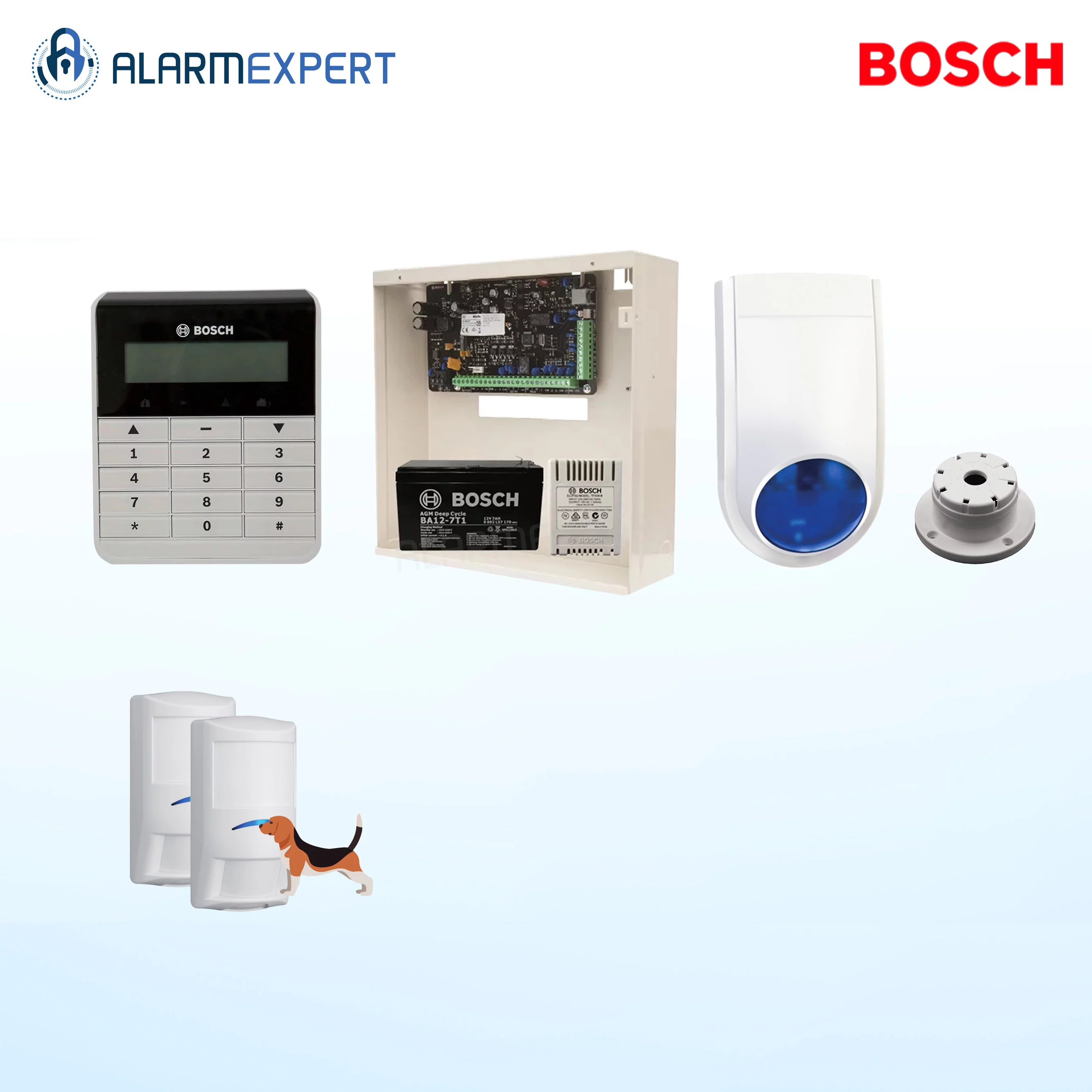Bosch Solution 2000 + 2 Tri-Techs (Pet Proof) + Text Keypad