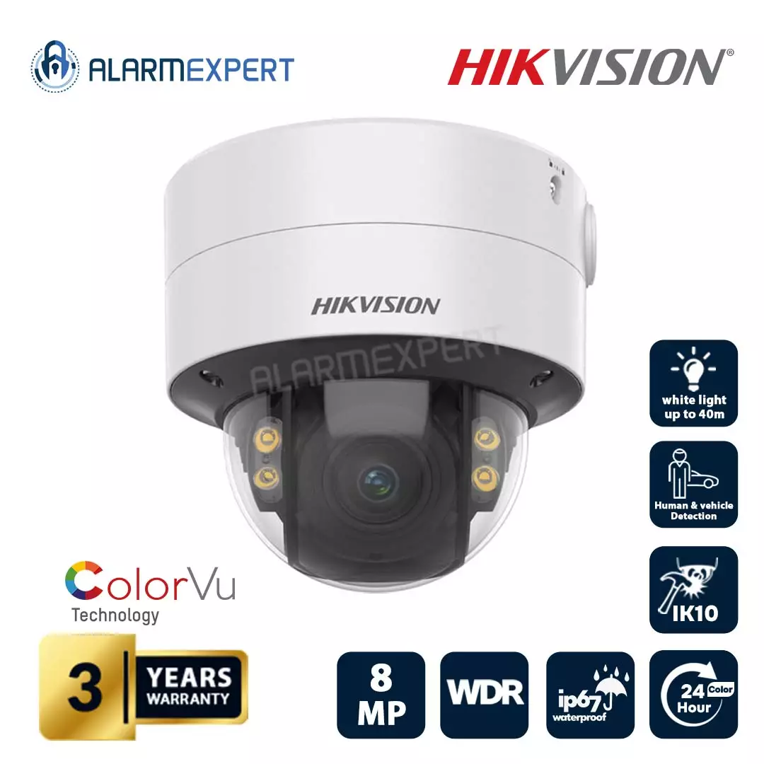 Hikvision 8 MP ColorVu Motorize Lens 2.8-12mm Varifocal Dome Network Camera DS-2CD2787G2T-LZS