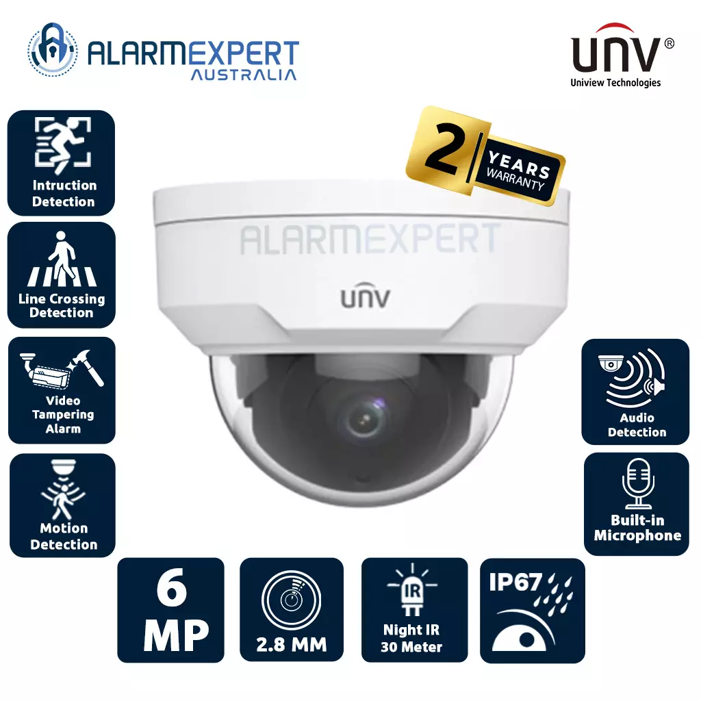 Uniview 6MP  Easystar IR Fixed Lens 2.8 mm Dome Network Camera IPC326LE-ADF28K-G