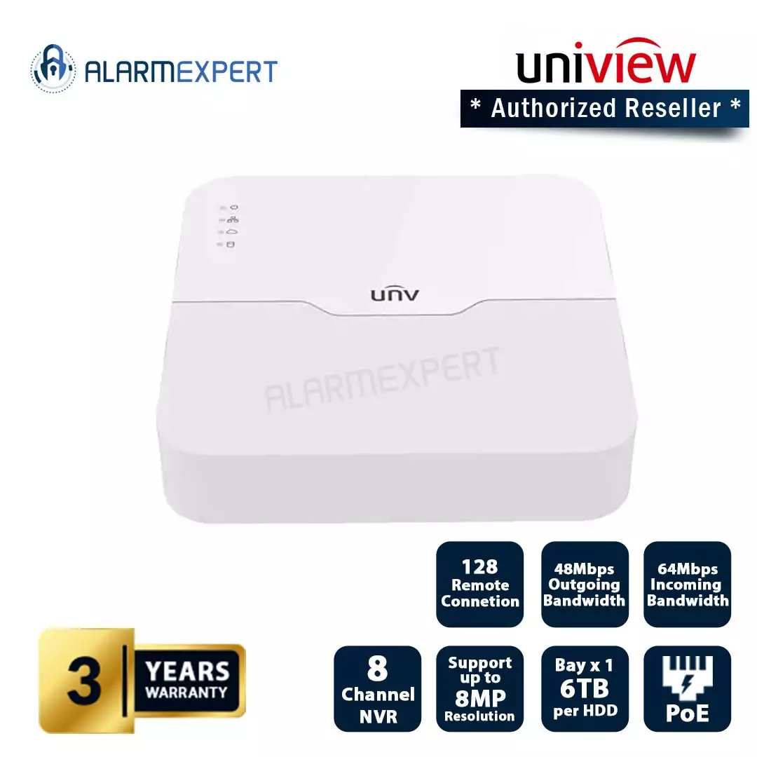 Uniview 8 Channel 1-SATA Ultra 265/H.265/H.264 NVR 301-08LS3-P8