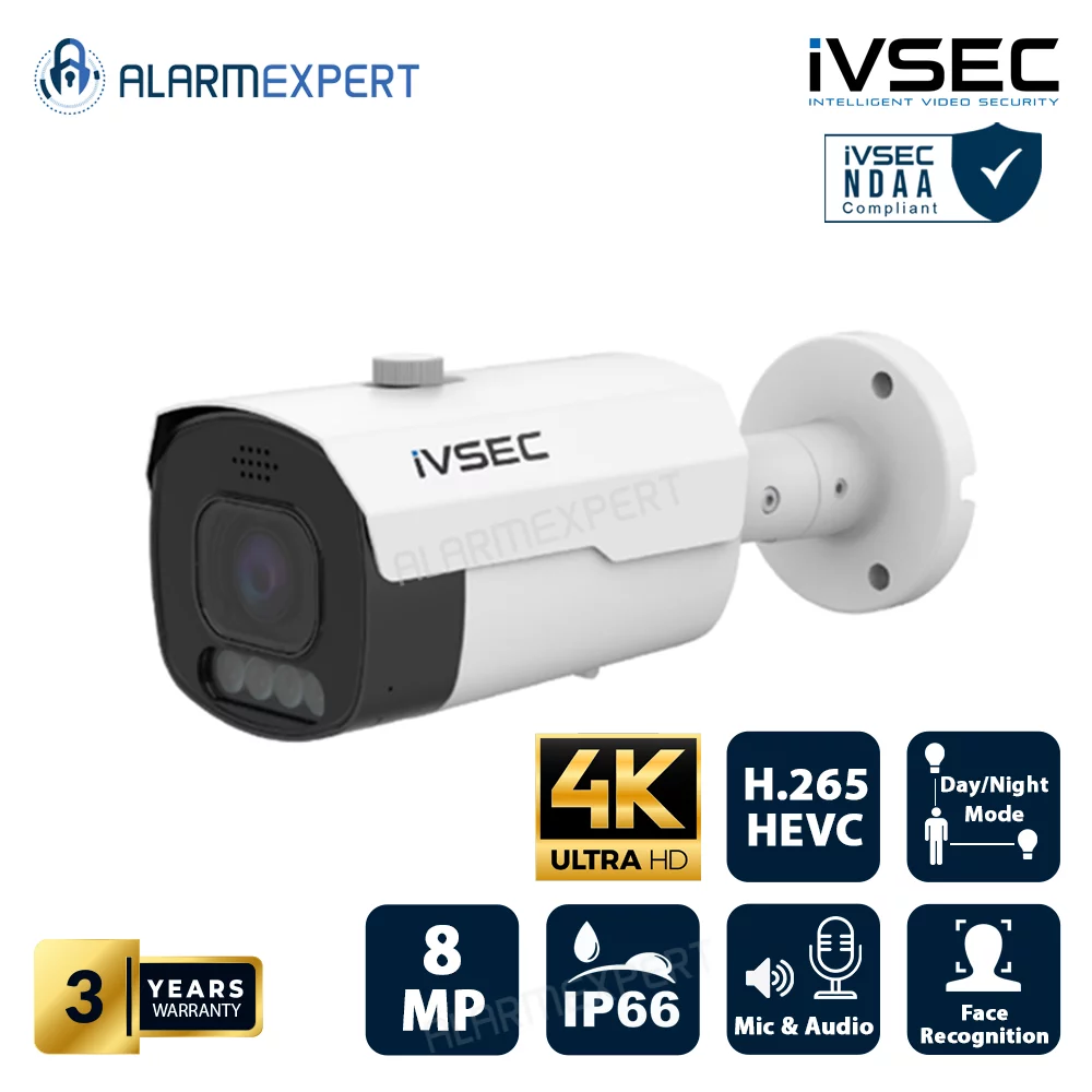 IVSEC IP Camera 8MP Bullet Motorised 2.8-12mm Full Colour