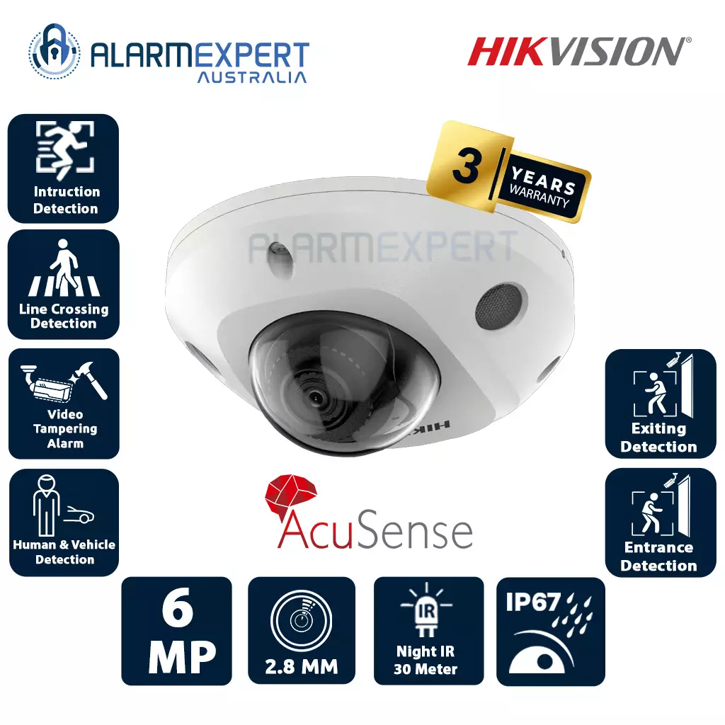 Hikvision 6 MP AcuSense Built-in Mic Fixed Mini Dome Network Camera DS-2CD2566G2-IS