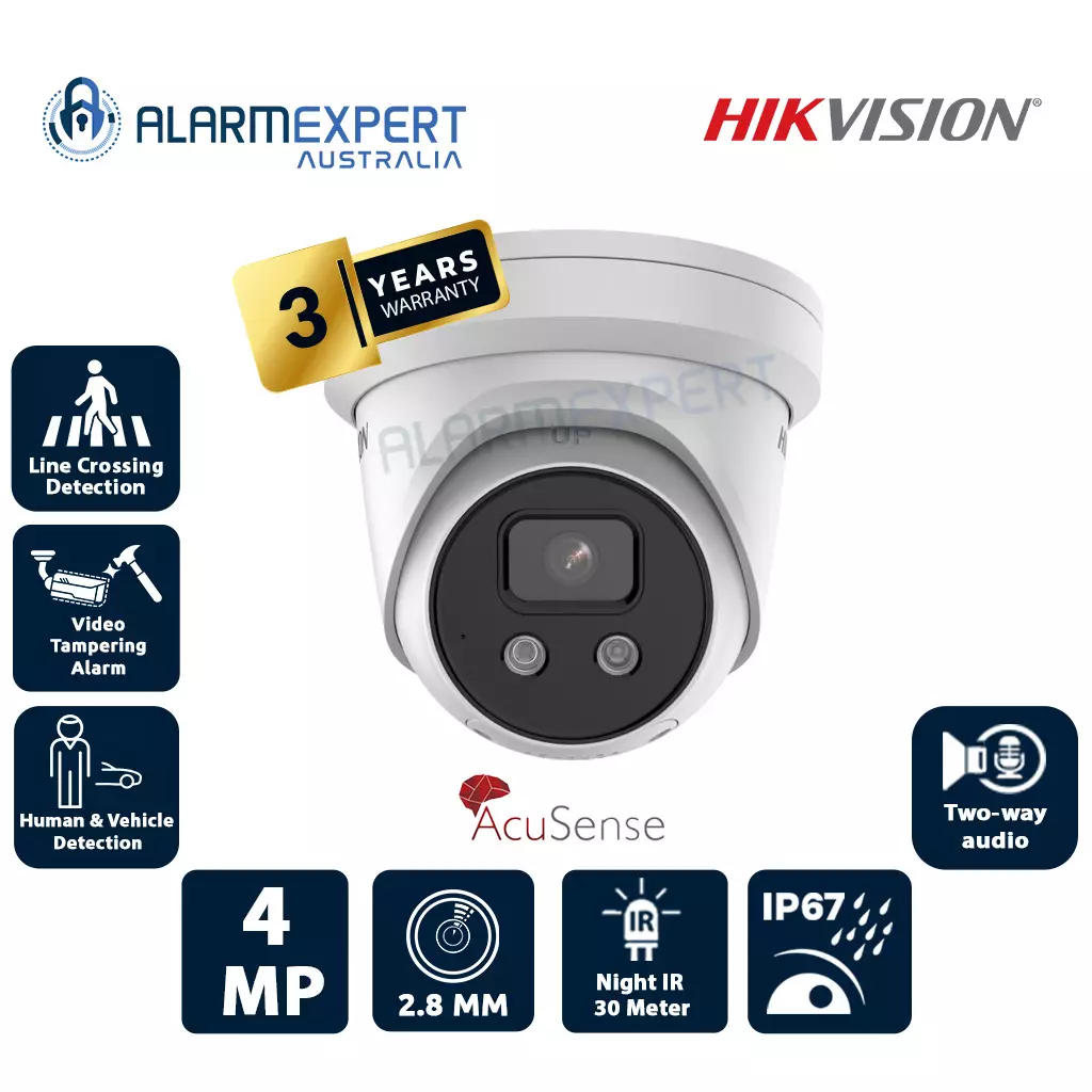 Hikvision 4 MP Fixed Turret AcuSense Strobe Light and Audible Warning Camera