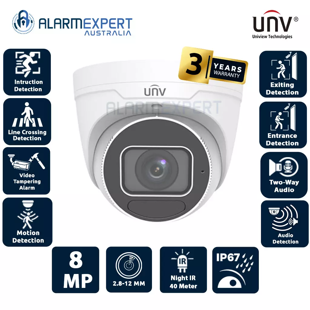 Uniview 8MP Lighthunter WDR IR Network Turret Camera IPC3638SE-ADZK-I0