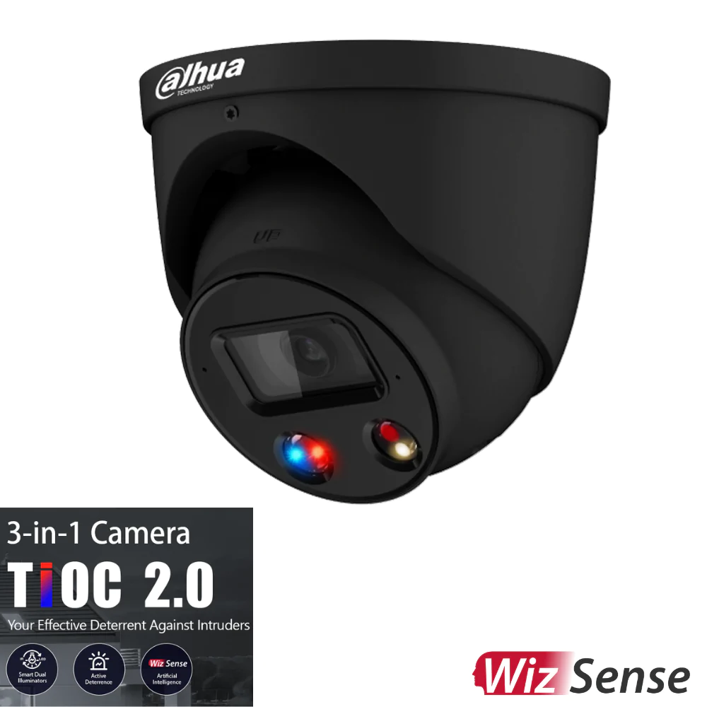 Dahua 8MP TIOC 2.0 Active Deterence Turret Fixed Wizsense Camera DH-IPC-HDW3849HP-AS-PV-0280B-S3-BLK