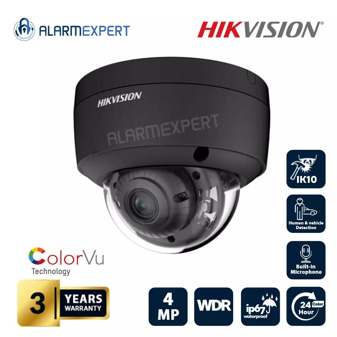 Hikvision 4 MP ColorVu Fixed Lens 2.8 mm Dome Network Camera Black DS-2CD2147G2-LSU