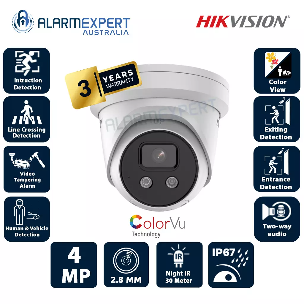 Hikvision 4 MP ColorVu Fixed Turret Network Camera DS-2CD2347G2-LU