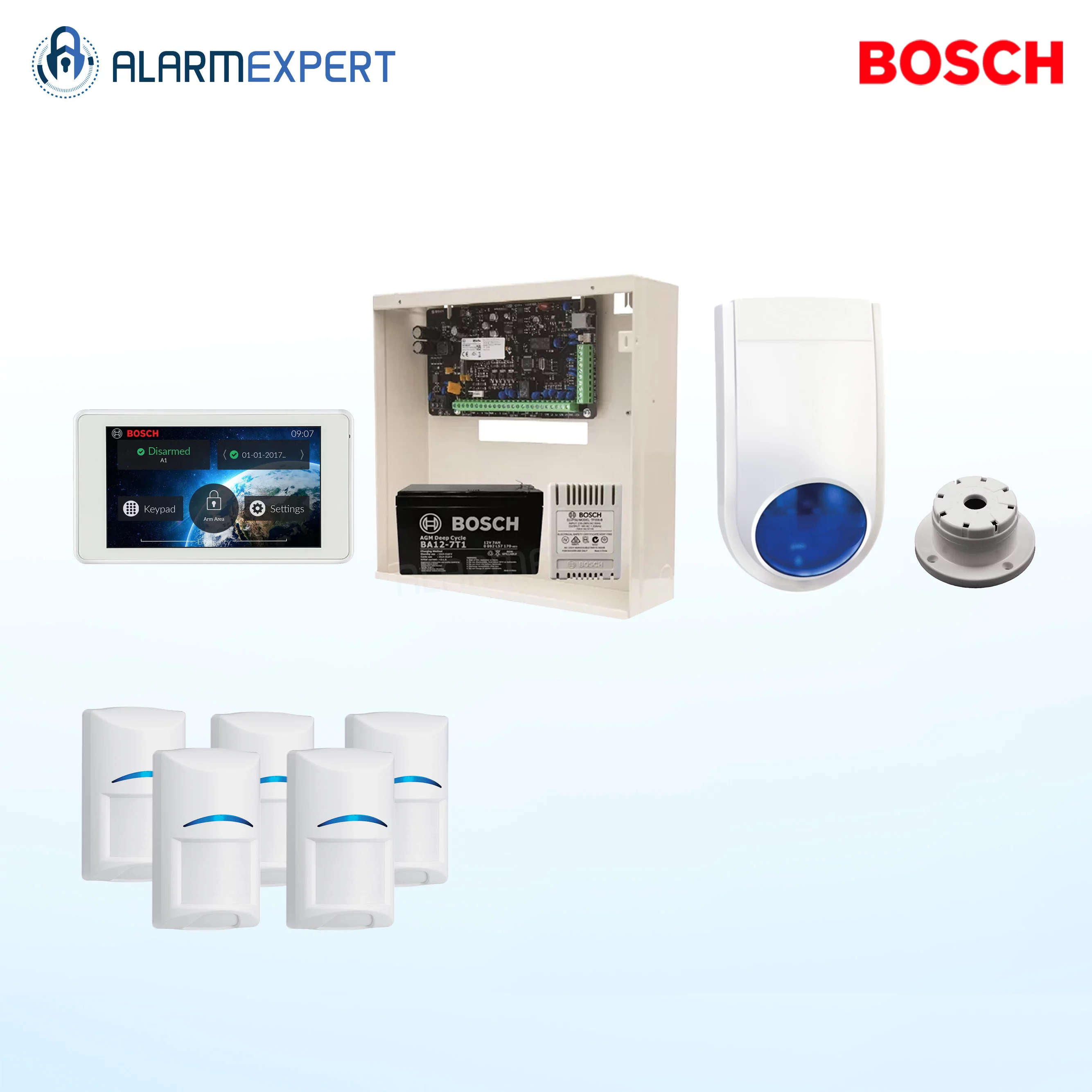 Bosch Solution 2000 + 5 PIRs + 5" Touch screen Keypad