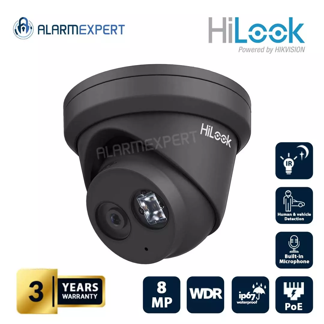 Hilook 8mp Acusense Ir Fixed Turret Ip Camera 2 8mm Black