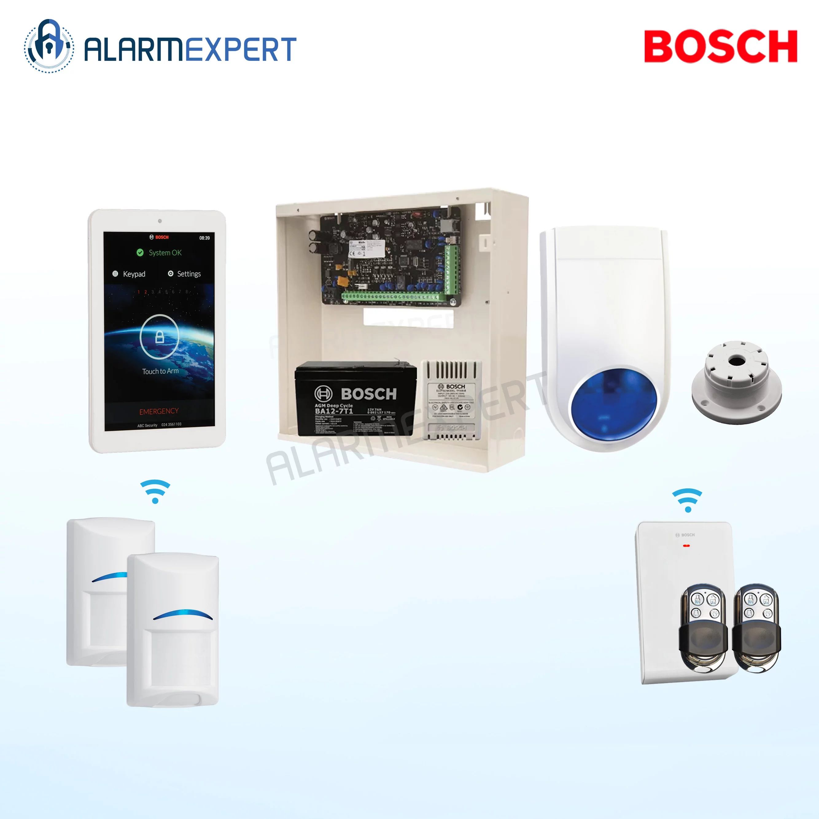 Bosch Solution 3000 + 2 Wireless PIRs + 7" Touch screen Keypad + Receiver + 2 Premium Remotes